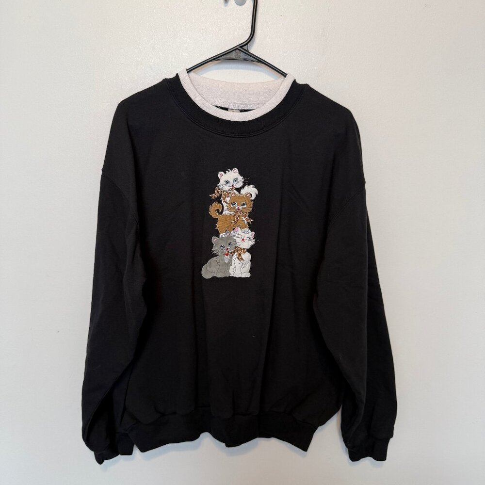 Morning Sun Cat Black & White Sweatshirt Size 2XL